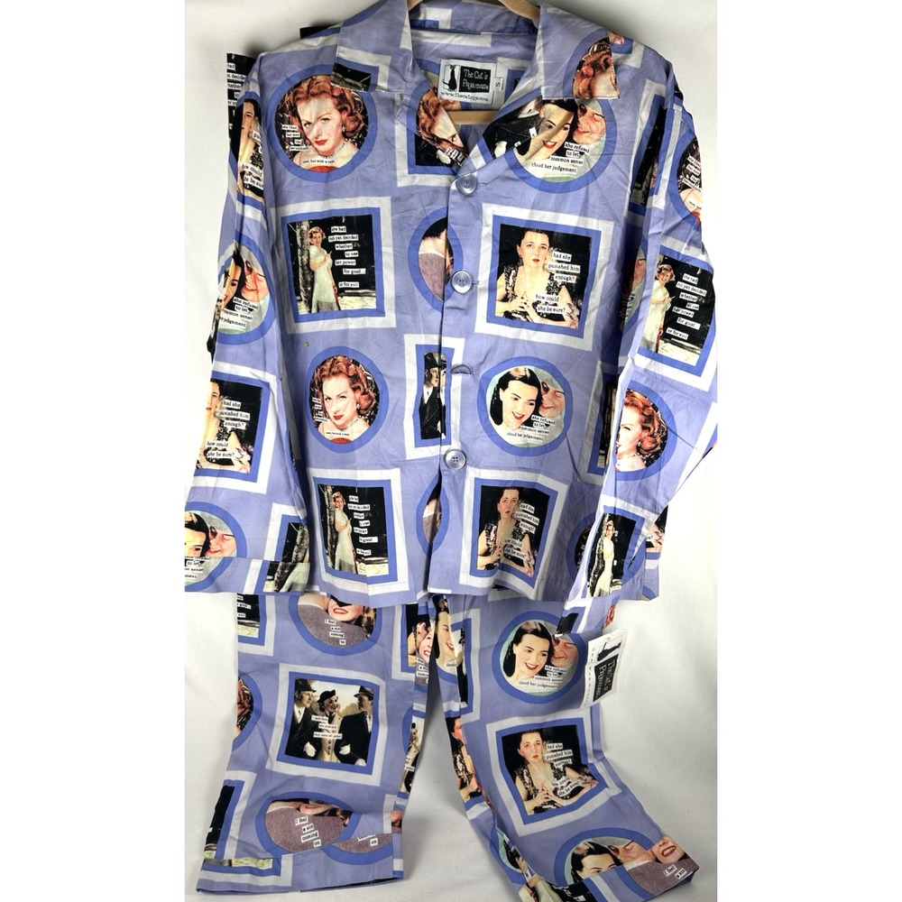 NWT The Cats Pajamas Retro Vintage Novelty Women PJ Set Sz S Funny Pictures